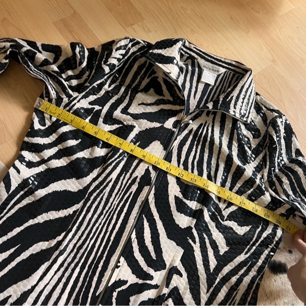 MISOOK Paillette Full Zip Jacket Shiny Zebra Animal Print Size Small - Picture 7 of 8